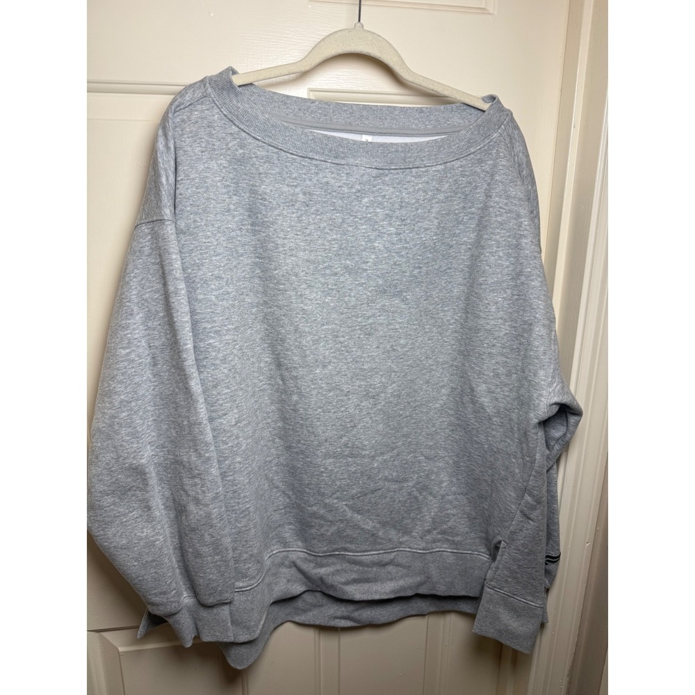 Fabletics Heather Gray Oversized Boat Neck Sweatshirt XL